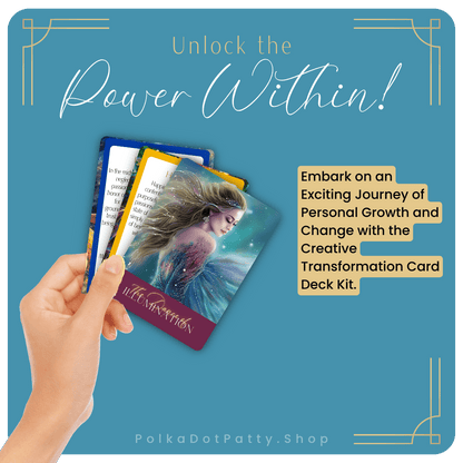 image of a hand holding three cards from the Creative Transformation Card Deck