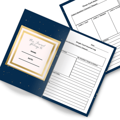 Mockup of This Journal Belongs to page and single card pull page