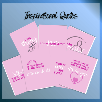 This image mockups shows the quotes pages inside the Morning Moments PRintable Guided Jouranl
